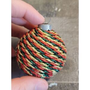 Red green gold ball rope ornament Xmas decor